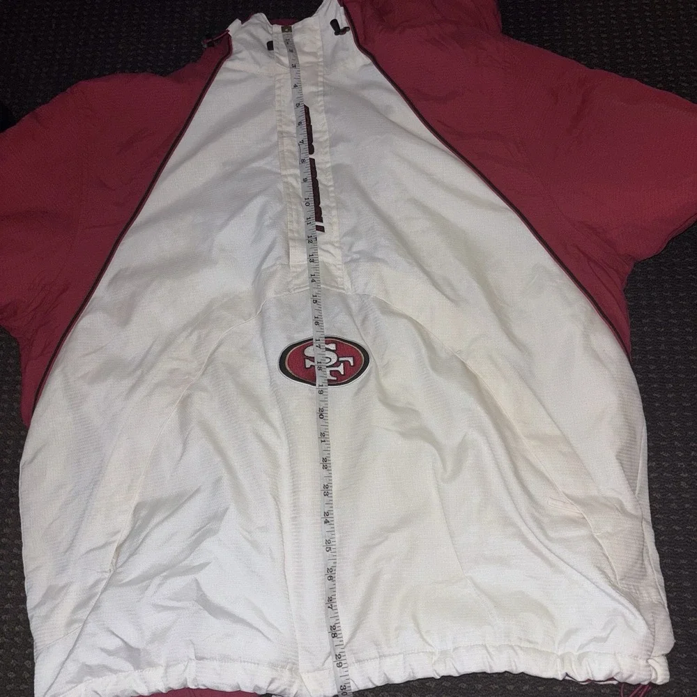 Vtg 90s NFL San Francisco 49ers Parka Jacket Reebok Men Size Large Ivory Red